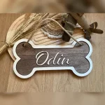 Houten naambord hond