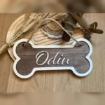 Houten naambord hond