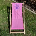 Gepersonaliseerde kinder strandstoel Pink 14 met borduring